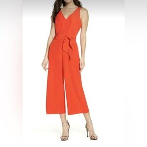 NWT Sam Edelman Cropped Jumpsuit in HDX CORAL size 14